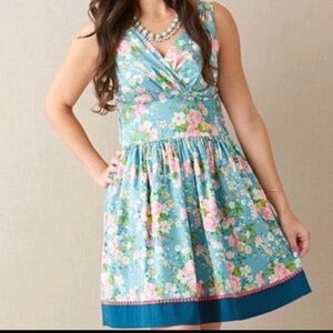 Matilda Jane Good Heart From The Garden Blue Floral Dress Retro 50s